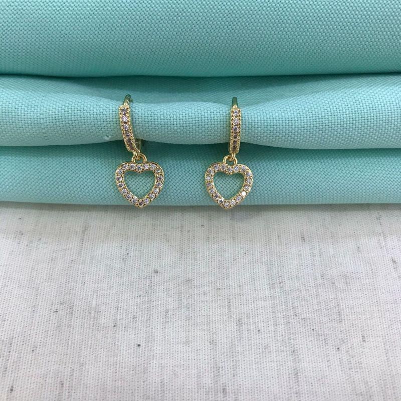 ARGOLA CORAÇÃO ZIRCÔNIA BANHADO A OURO