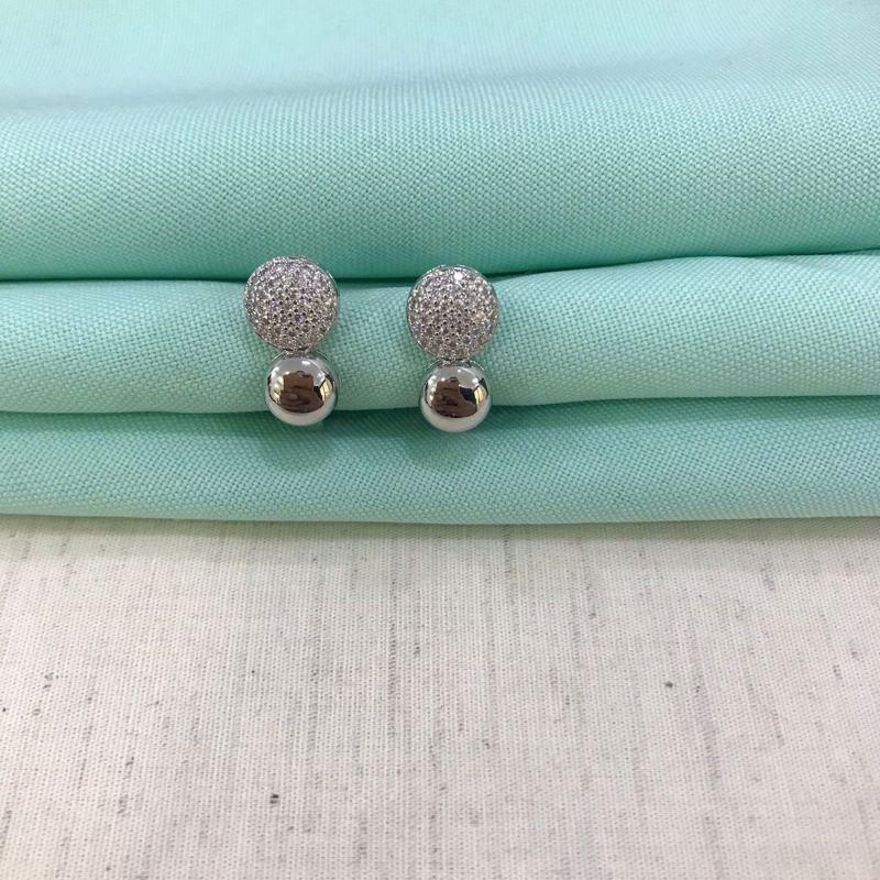 BRINCO DUPLO ZIRCÔNIA BANHADO A PRATA