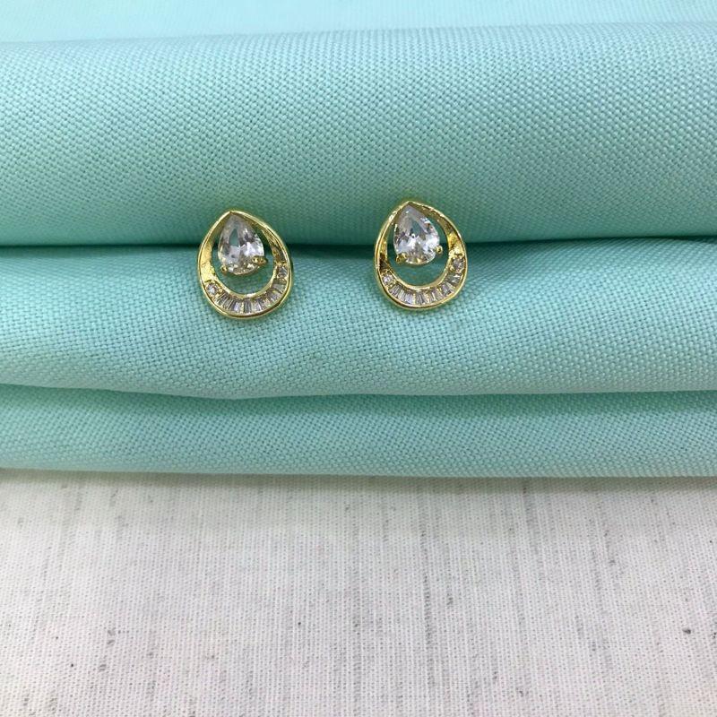 BRINCO GOTA ALLURE ZIRCÔNIA BANHADO A OURO