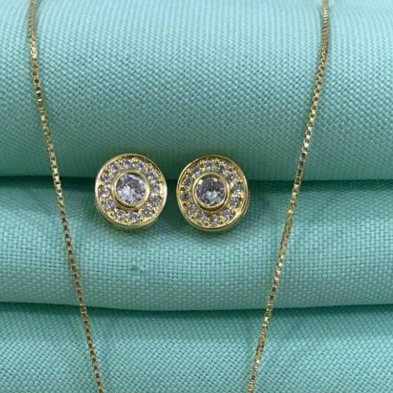 BRINCO REDONDO MICRO ZIRCÔNIA BANHADO A OURO