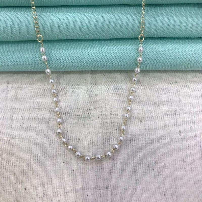 COLAR DE PÉROLAS INFANTIL BANHADO A OURO