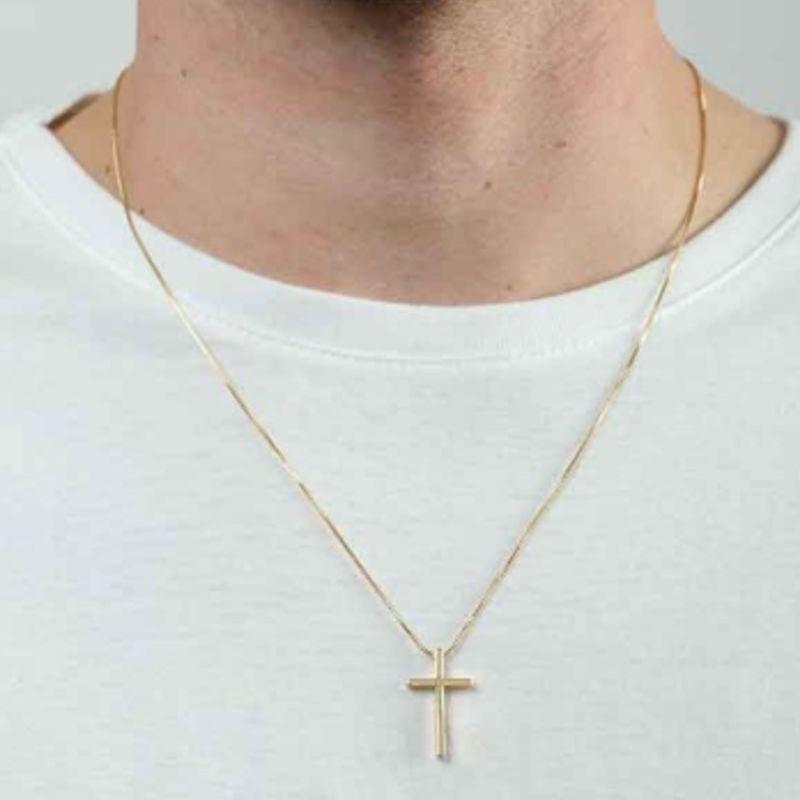 CORRENTE CRUZ MASC. BANHADO A OURO