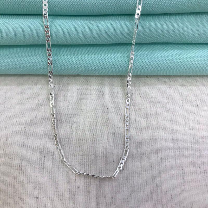 CORRENTE FÍGARO FECHO GAVETA MASCULINA INFANTIL BANHADO A PRATA