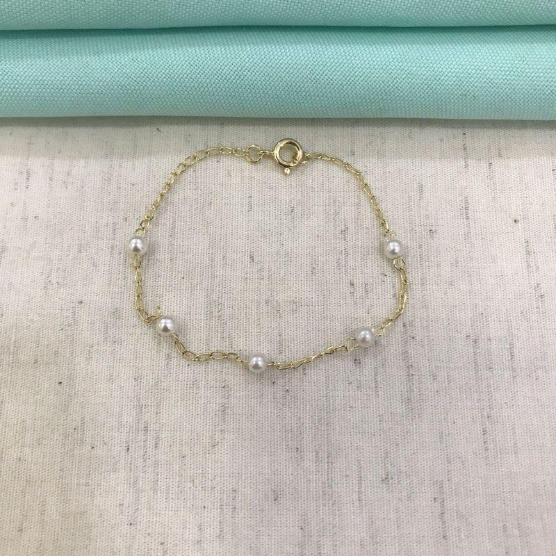 PULSEIRA DE PÉROLA INFANTIL BANHADO A OURO