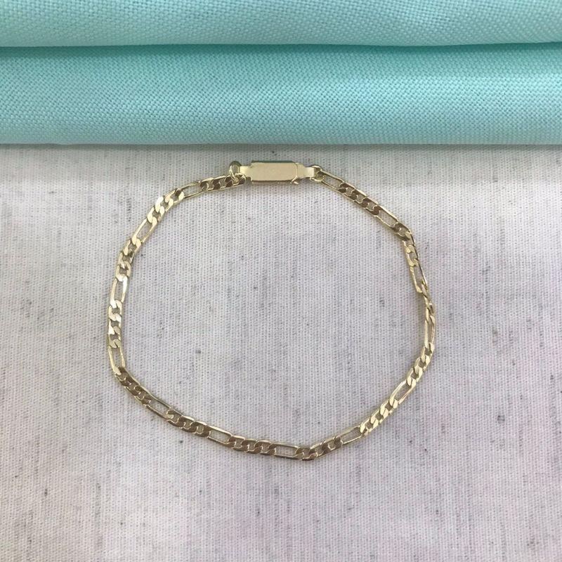 PULSEIRA FÍGARO FECHO GAVETA MASCULINO INFANTIL BANHADO A OURO