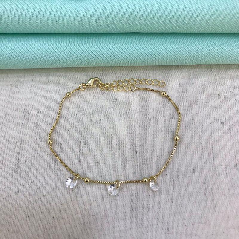 PULSEIRA MINI ESFERA TIFFANY CRISTAL BANHADO A OURO