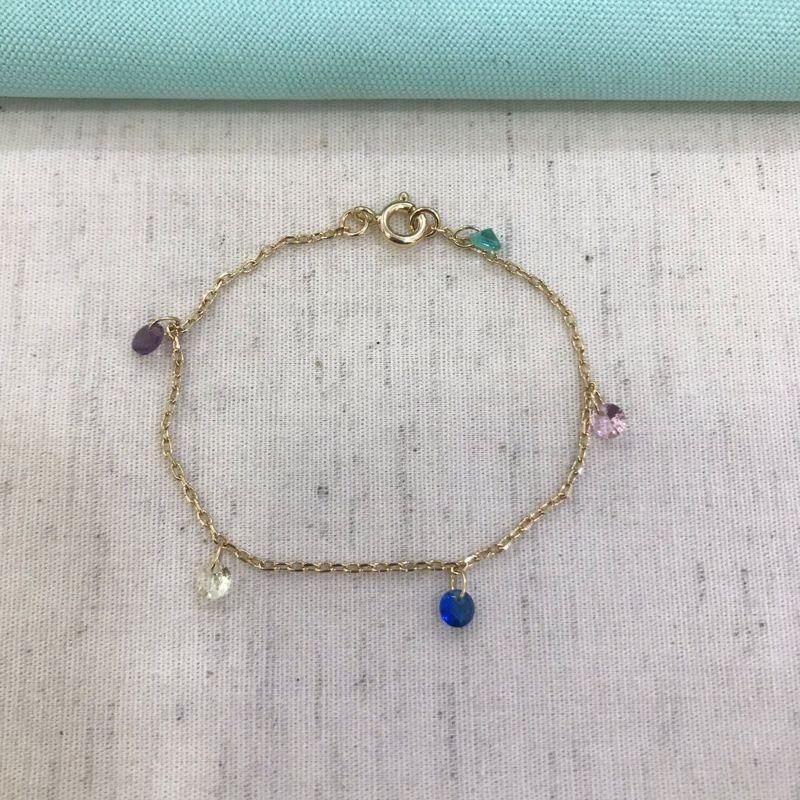 PULSEIRA TIFFANY COLORIDA INFANTIL BANHADO A OURO