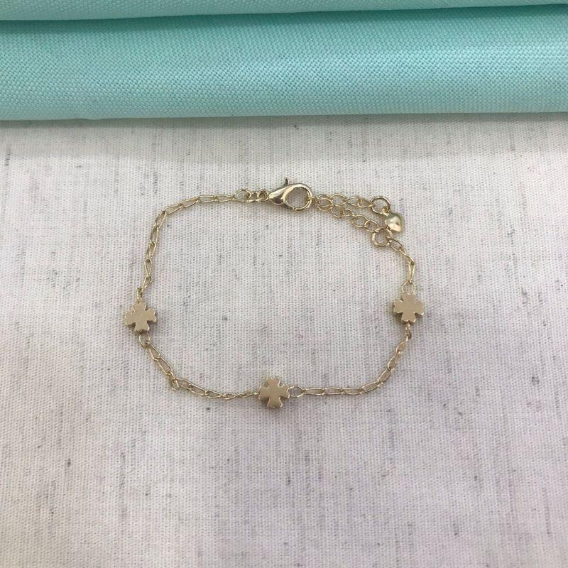 PULSEIRA TREVO INFANTIL BANHADO A OURO
