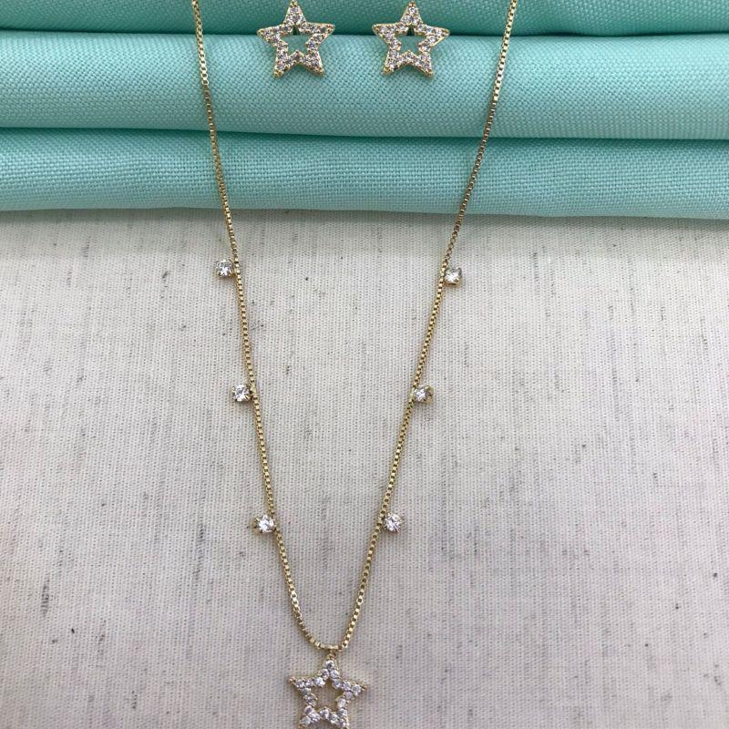 CHOKER ESTRELA ZIRCÔNIA BANHADO A OURO