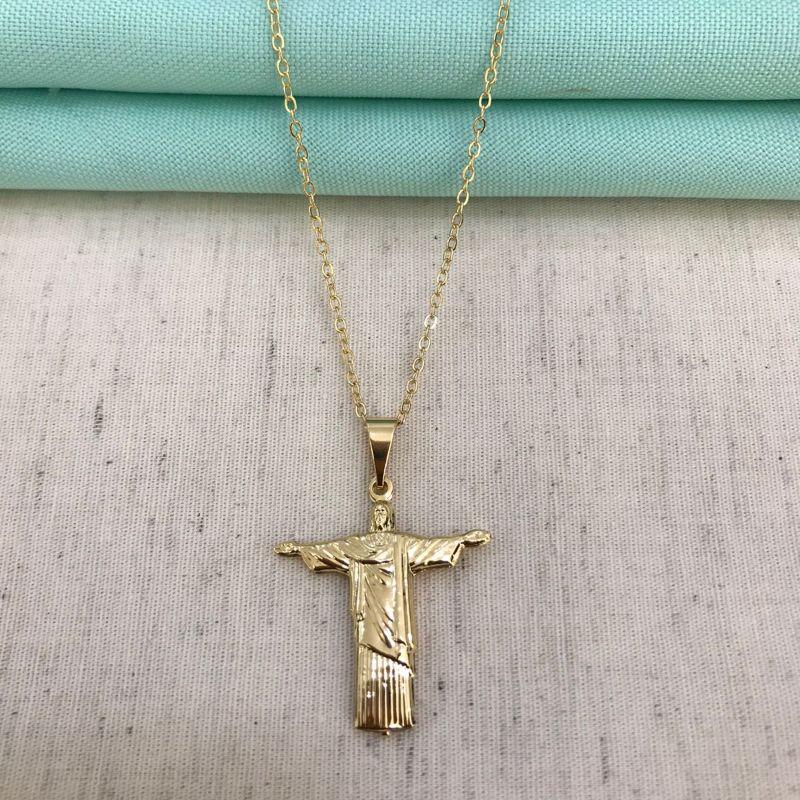 COLAR CRISTO REDENTOR BANHADO A OURO