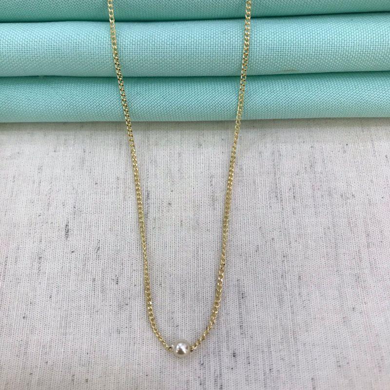 COLAR PÉROLA BANHADO A OURO