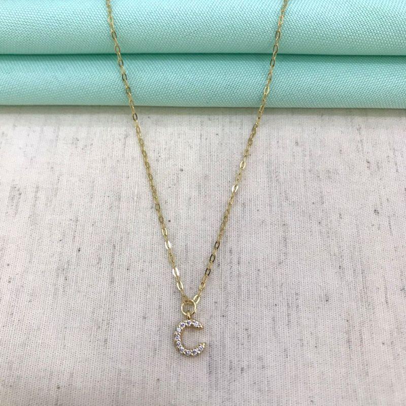 COLAR INICIAL C ZIRC. BANHADO A OURO