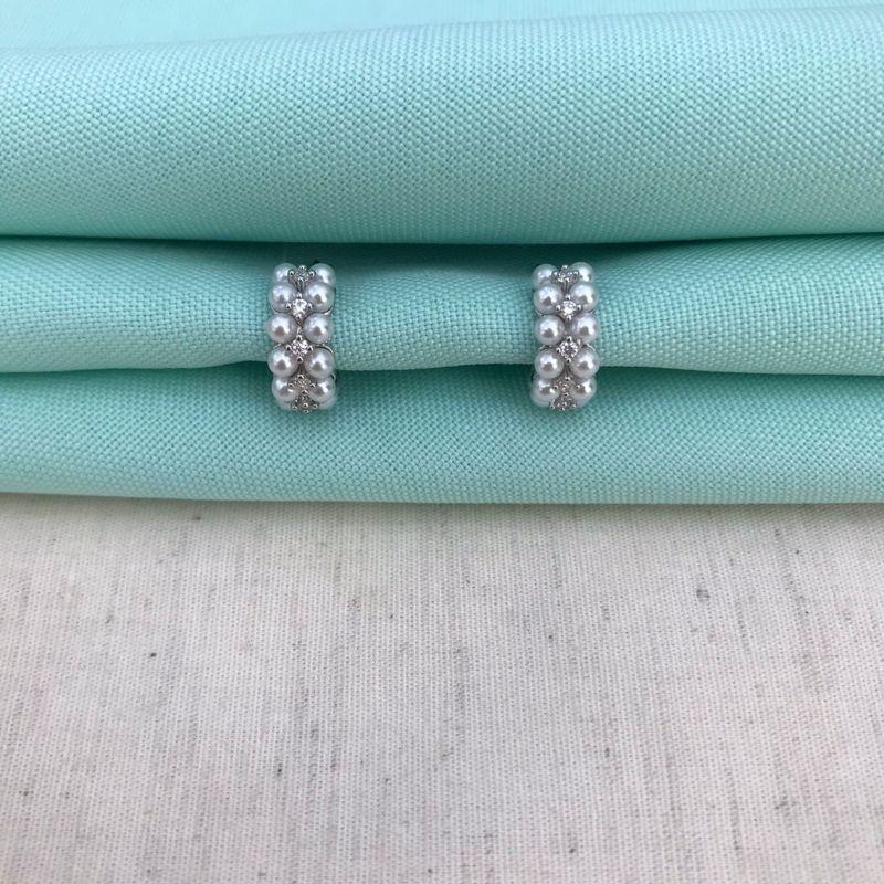 ARGOLA PÉROLA ZIRCÔNIA BANHADO A PRATA