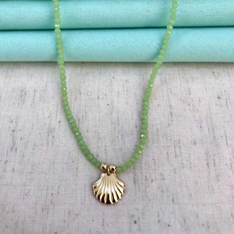 COLAR BRISA DO MAR CRISTAL BANHADO A OURO
