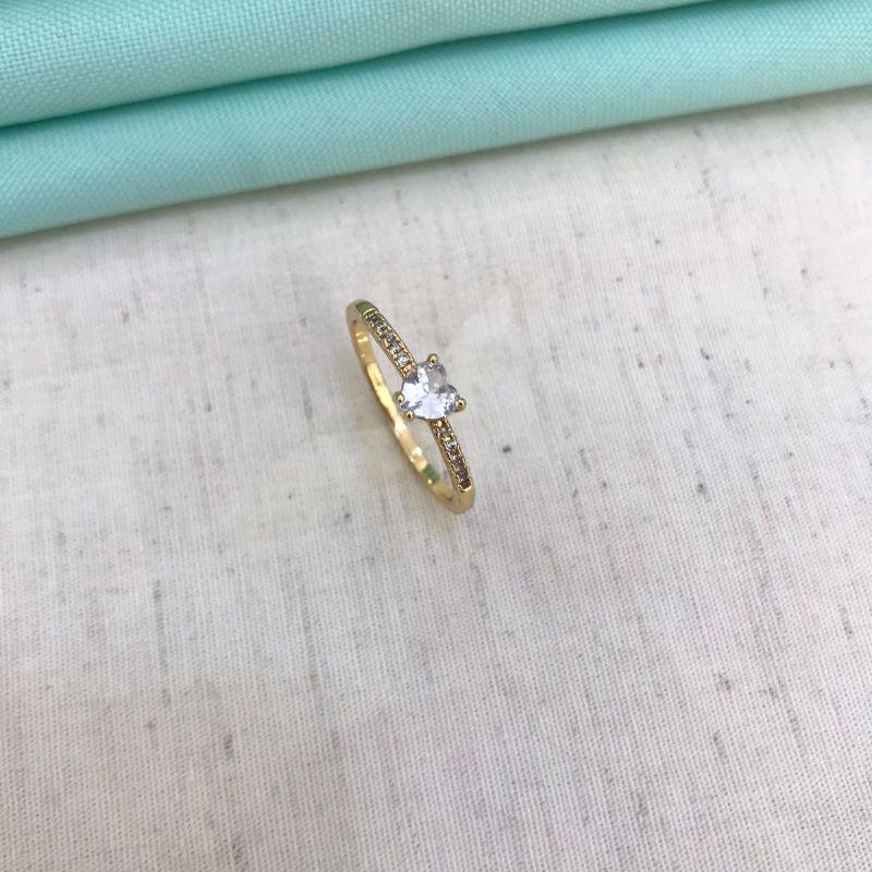 ANEL CORAÇÃO CRAVEJADO EM ZIRCONIA BANHADO A OURO