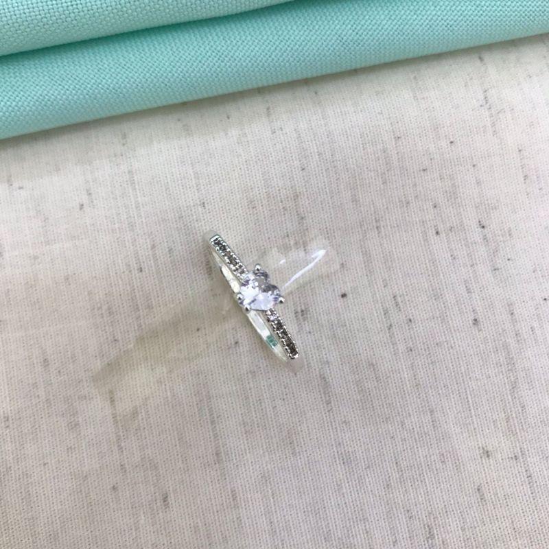 ANEL CORAÇÃO CRAVEJADO EM ZIRCONIA BANHADO A PRATA