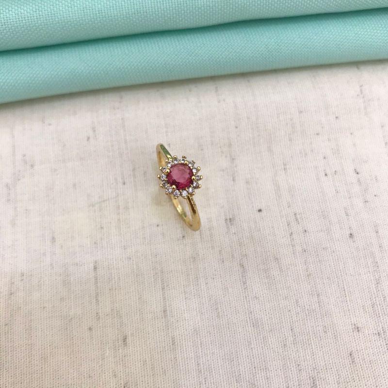 ANEL PRINCESS RUBELITA ZIRCÔNIA BANHADO A OURO