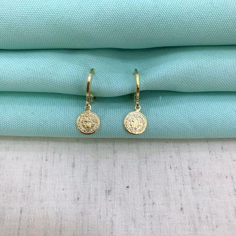 ARGOLA SÃO BENTO BANHADO A OURO