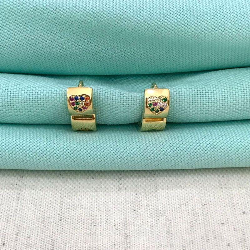 ARGOLINHA INF CORAÇÃO COLOR ZIRC BANHADO A OURO