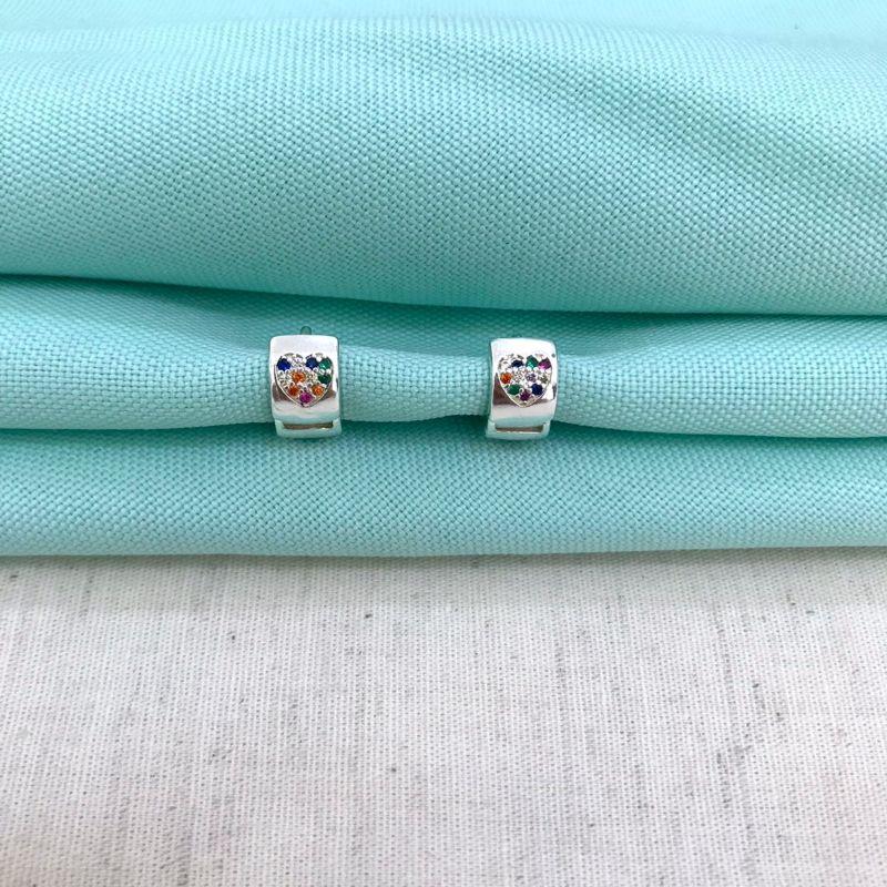 ARGOLINHA INF CORAÇÃO COLOR ZIRC BANHADO A PRATA