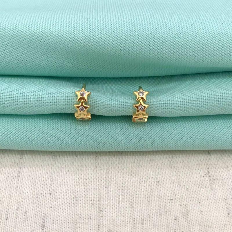 ARGOLINHA INF ESTRELA ZIRC BANHADO A OURO