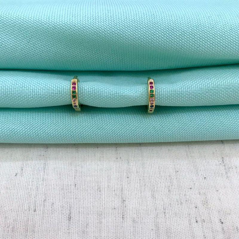 ARGOLINHA INF ZIRCÔNIA COLOR BANHADO A OURO