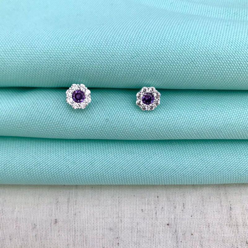 BRINCO ZIRC LILÁS BANHADO A PRATA