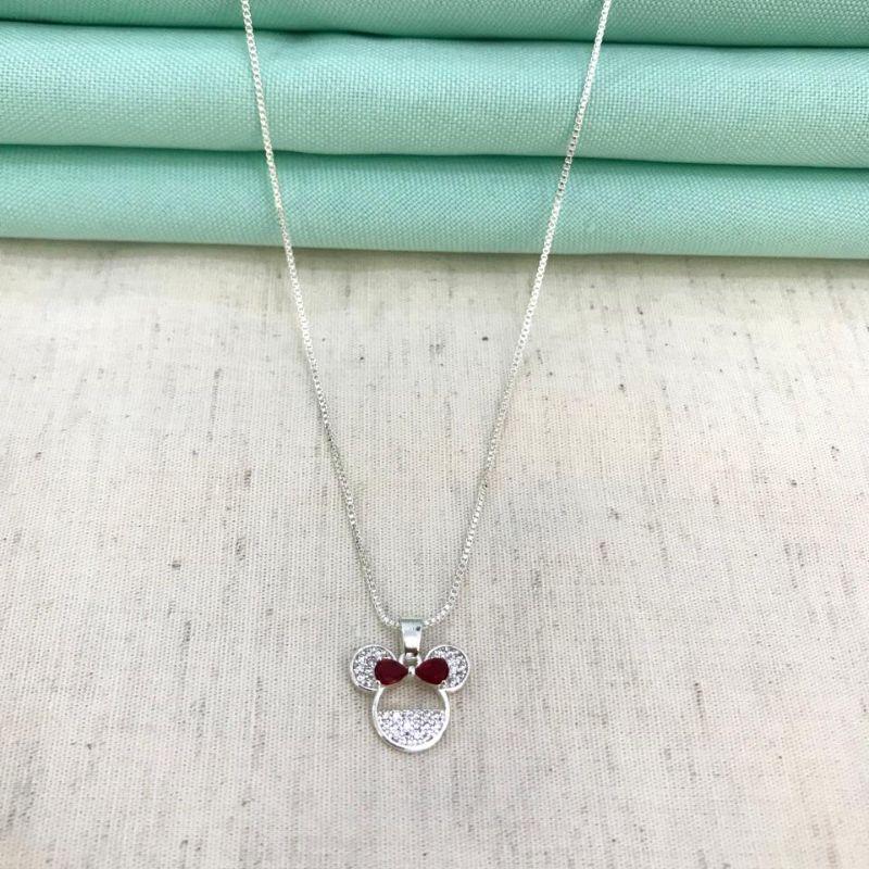 COLAR MINNIE ZIRCÔNIA BANHADO A PRATA