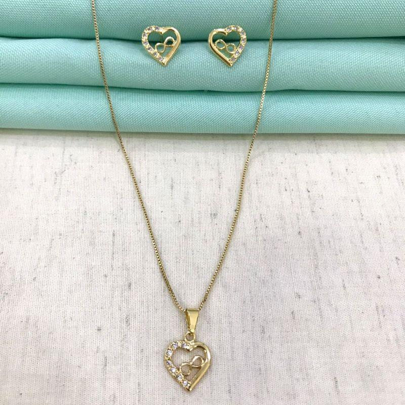 CONJUNTO AMOR INFINITO BANHADO A OURO