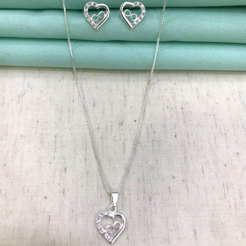 CONJUNTO AMOR INFINITO BANHADO A PRATA