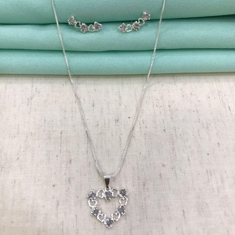 CONJUNTO KORA ZIRCÔNIA BANHADO A PRATA