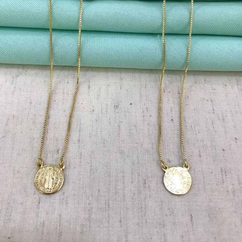 ESCAPULÁRIO SÃO BENTO BANHADO A OURO