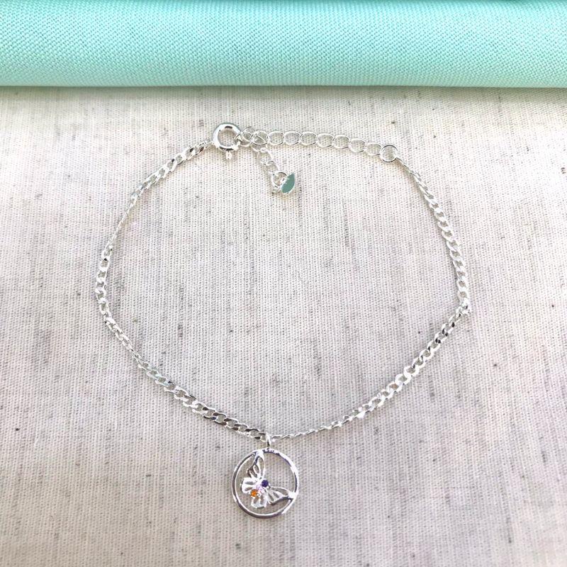 PULSEIRA BORBOLETA ZIRCÔNIA COLOR BANHADO A PRATA