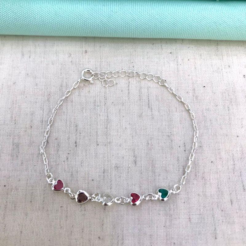 PULSEIRA CORAÇÃO COLOR BANHADO A PRATA