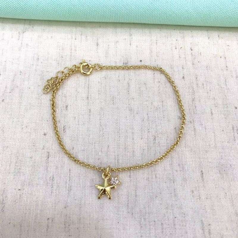 PULSEIRA ESTRELA ZIRCÔNIA BANHADO A OURO