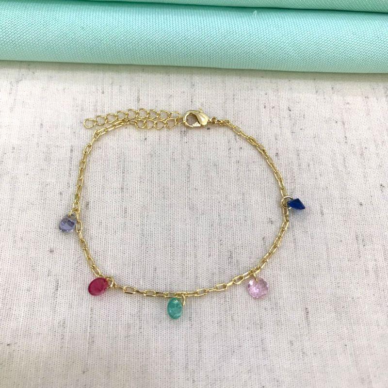 PULSEIRA TIFFANY COLORIDA BANHADO A OURO