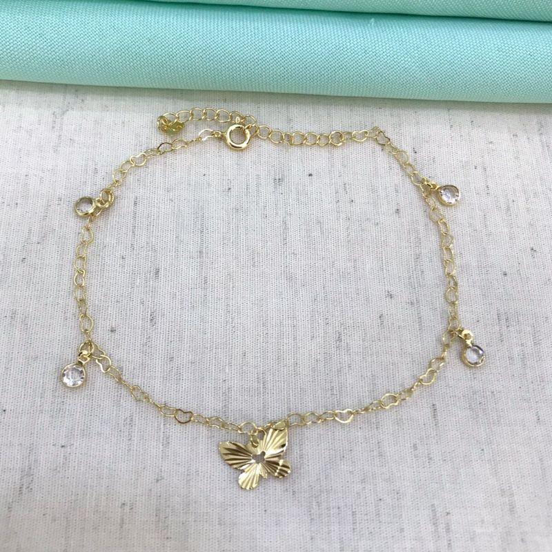 TORNOZELEIRA BORBOLETA BANHADO A OURO