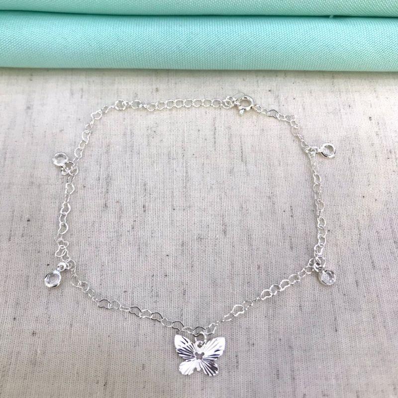 TORNOZELEIRA BORBOLETA BANHADO A PRATA