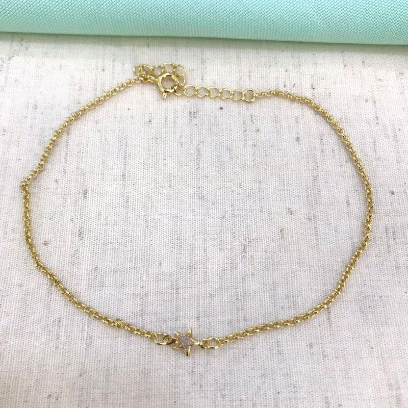 TORNOZELEIRA ESTRELA ZIRCÔNIA BANHADO A OURO