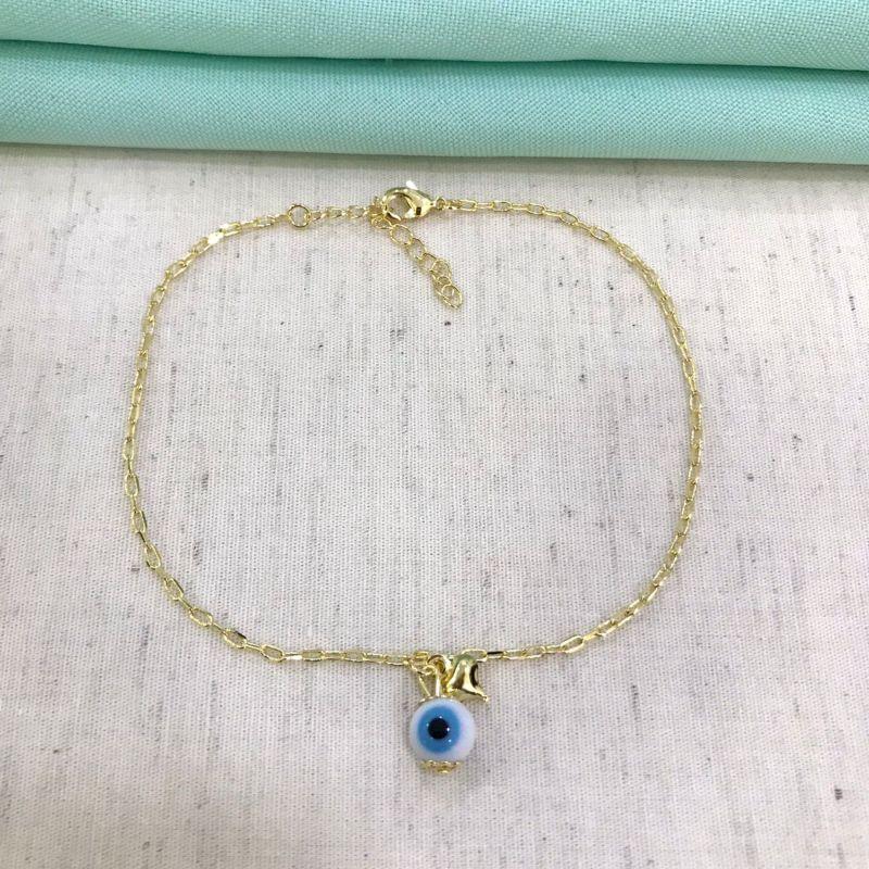 TORNOZELEIRA OLHO GREGO BANHADO A OURO