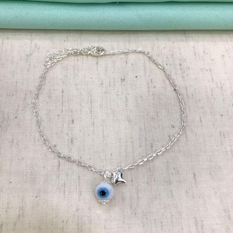 TORNOZELEIRA OLHO GREGO BANHADO A PRATA