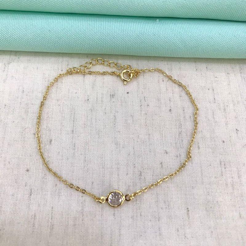 TORNOZELEIRA PONTO DE LUZ BANHADO A OURO