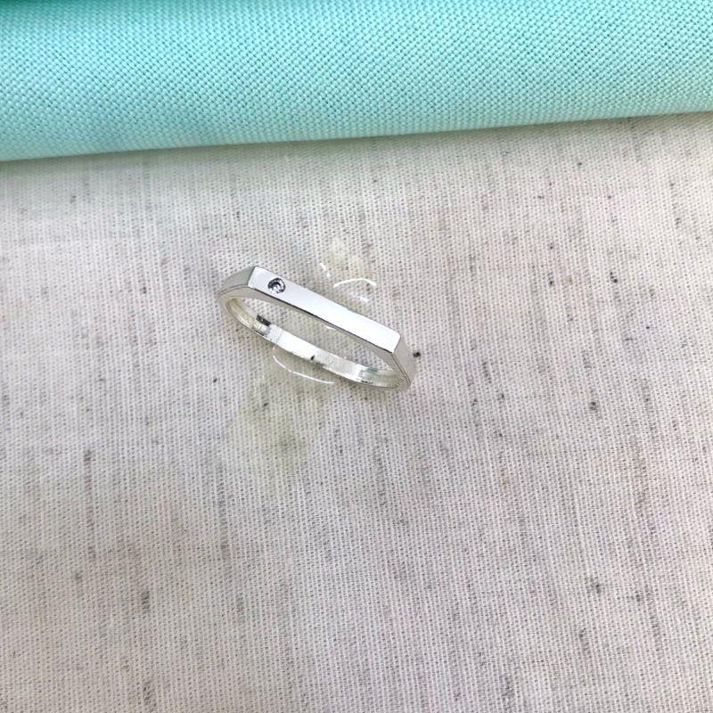 ANEL BASE RETA ZIRCÔNIA BANHADO A PRATA