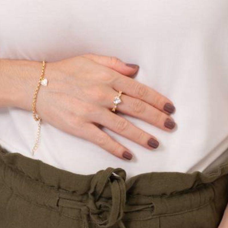 ANEL CORAÇÃO LARGE COM ZIRCÔNIA BANHADO A OURO