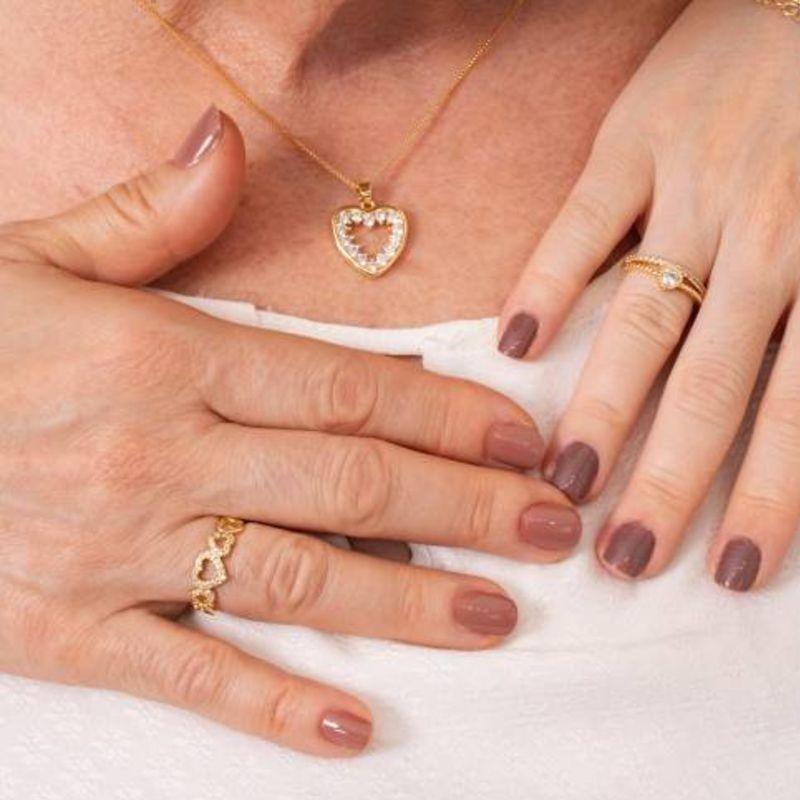 ANEL CORAÇÃO ZIRCÔNIA BANHADO A OURO