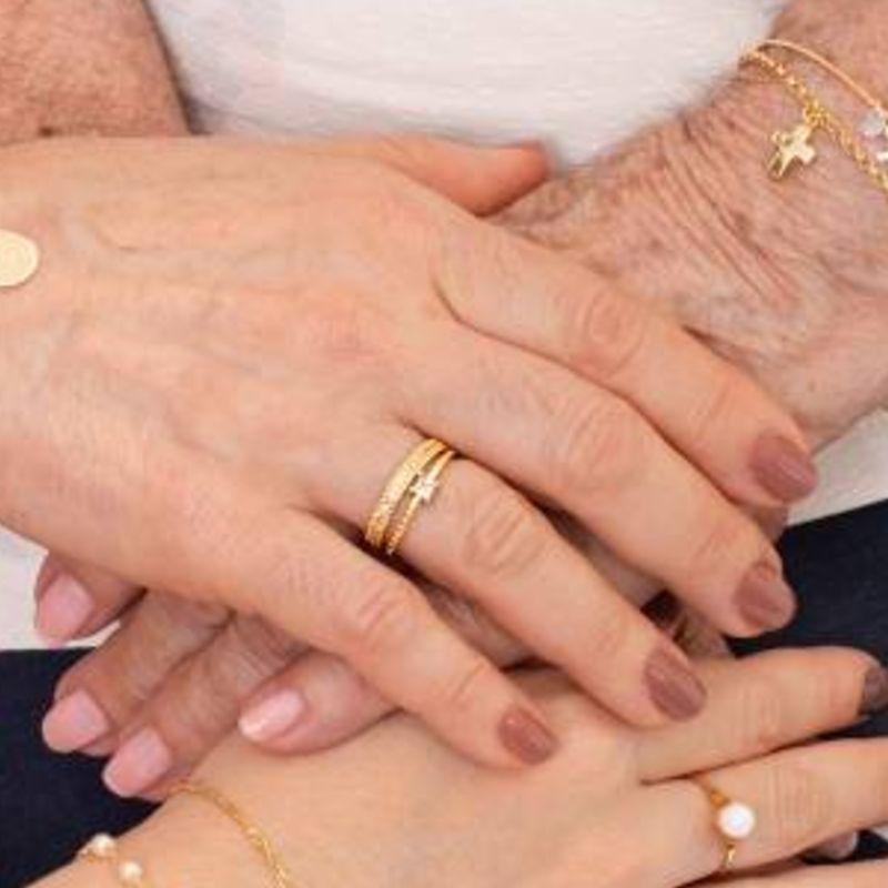 ANEL DUPLO VERONA COM ZIRCÔNIA BANHADO A OURO