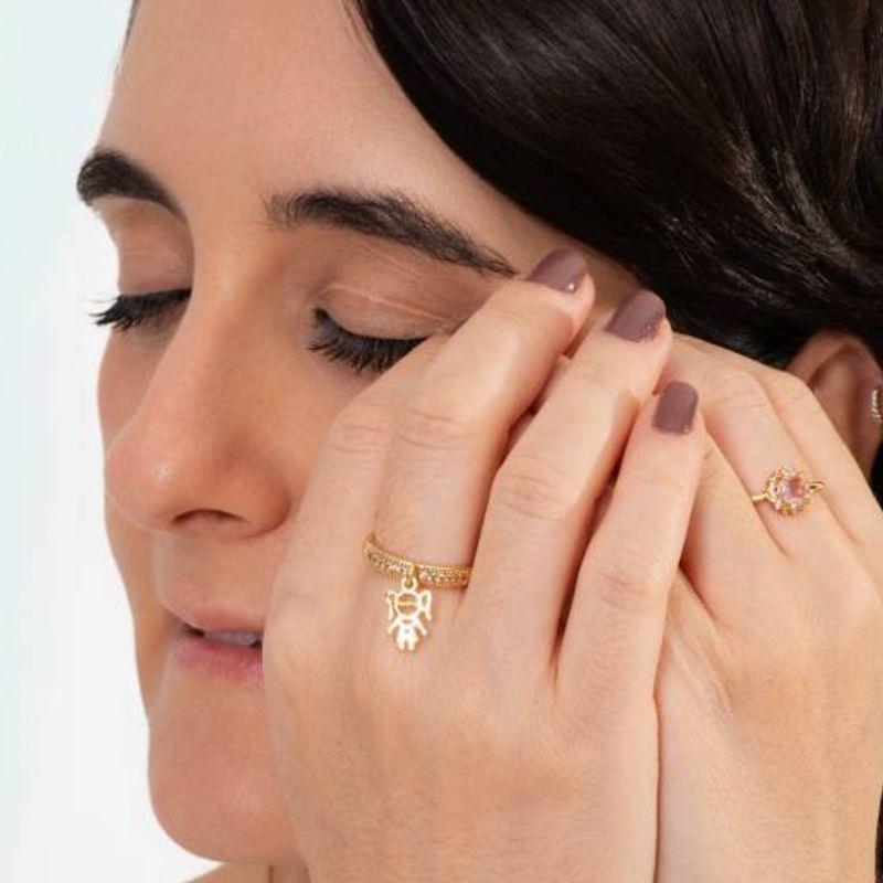 ANEL MENINA ZIRCÔNIA BANHADO A OURO