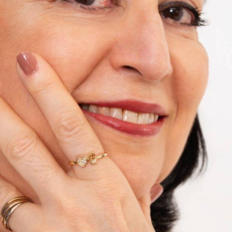 ANEL MENINO CORAÇÃO BANHADO A OURO