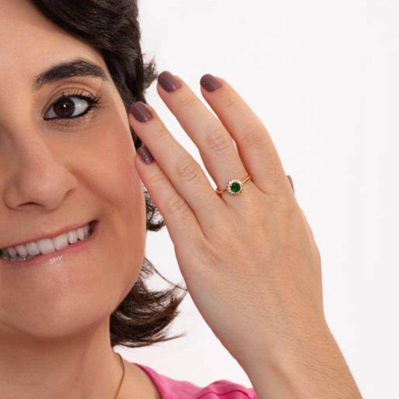 ANEL PRINCESS ESMERALDA EM ZIRCÔNIA BANHADA A OURO