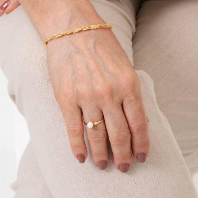 ANEL SOLITÁRIO PÉROLA BANHADO A OURO